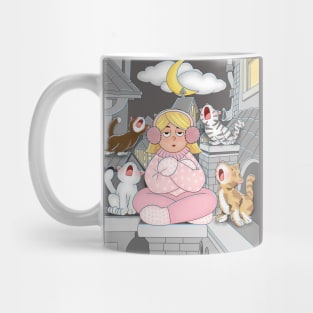 Cold Night With Cat Meowings Mug